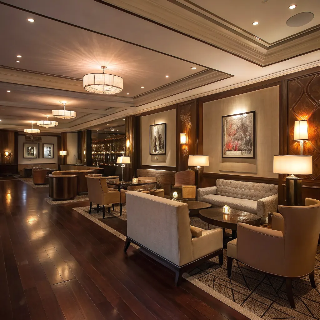 Elegant late night lounge interior with ambient lighting